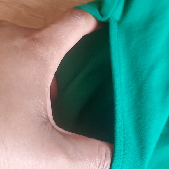 Lands End fit-n-flare ponte-knit tank dress w/POCKETS deep navy/kelly green EUC - Picture 4 of 4